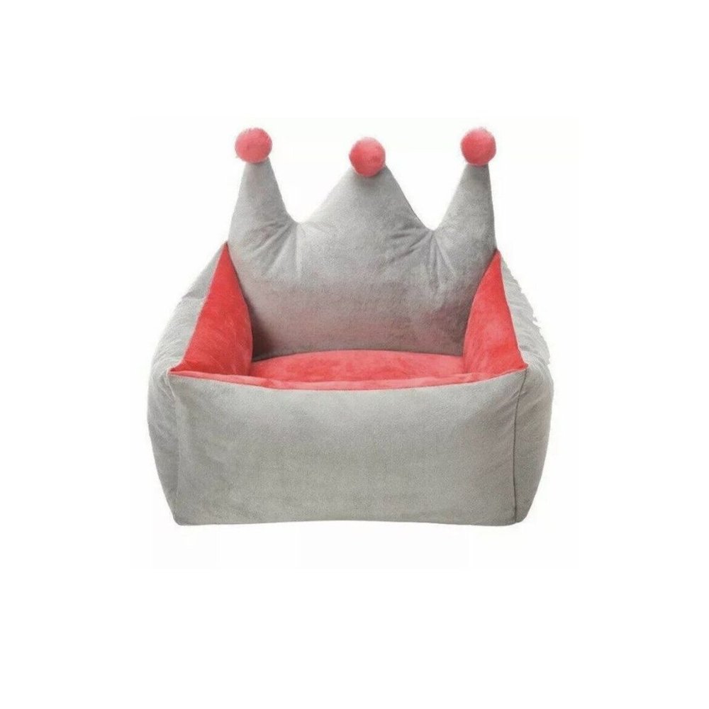 Small Pet Cat Dog Bed Royal Crown Pink And Gray 15”x19”
